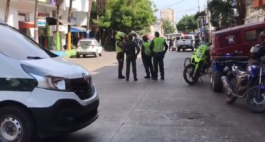 Imagen del sitio en donde explotó una granada en el centro de Barranquilla