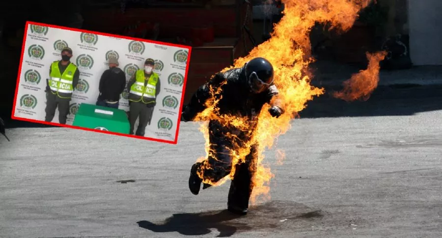 Imágenes que ilustran el caso de un habitante de calle que prendió fuego a un hombre. 