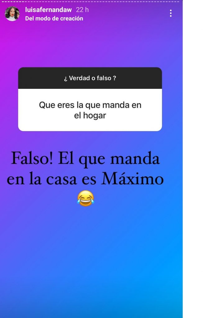 Captura de pantalla historia Instagram luisafernandaw.