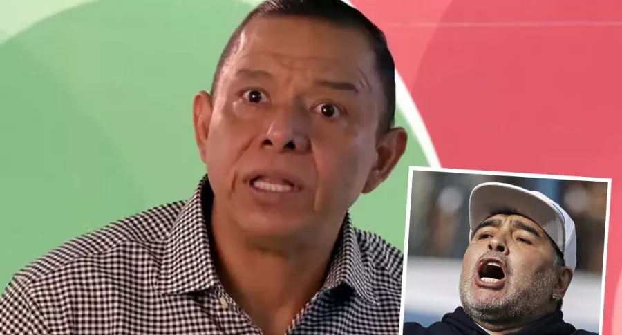 Iván René Valenciano, exfutbolista colombiano, fue sorprendido en plena entrevista con la noticia de la muerte de Diego Maradona, quien aparece en la imagen en una foto de archivo tomada en septiembre de 2019.