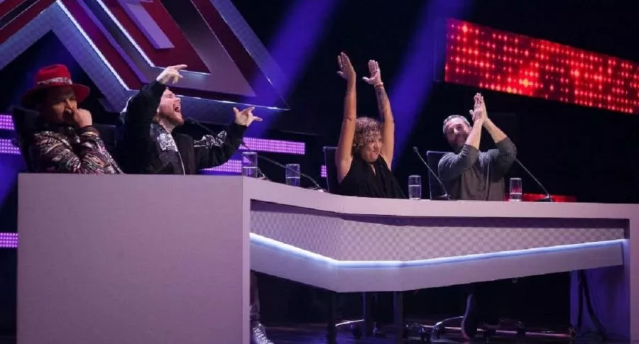 'El Profe' y 'DIM' (Piso 21) junto a Rosana y José Gaviria, jurados de 'Factor X', programa que tuvo buen 'rating' en su estreno 2021 en RCN.