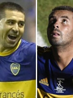 Edwin Cardona y Román Riquelme, quien le envió un mensaje al colombiano antes de la final de la Copa Diego Maradona que ganó Boca Juniors