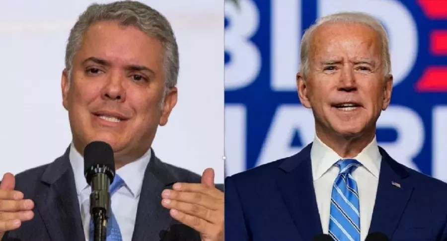 Iván Duque y Joe Biden, quien como presidente de Estados Unidos ganará el triple que el sueldo que recibe el mandatario colombiano.