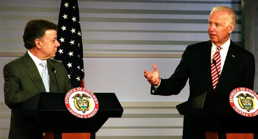 Juan Manuel Santos y Joe Biden se conocieron mientras el primero era presidente colombiano y el segundo era vicepresidente de Barack Obama.