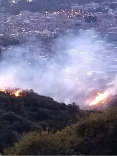Cuerpos de siete estaciones tuvieron que acudir a tratar de controlar la conflagración en los cerros orientales de Bogotá.