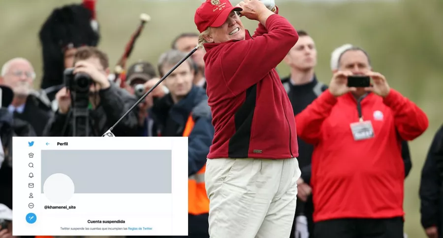 Donald Trump jugando golf, quien fue amenazado por cuenta de Twitter de líder iraní