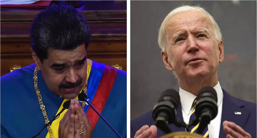 El presidente de Venezuela, Nicolás Maduro, en foto tomada el 12 de enero de 2021, invitó al presidente de Estados Unidos Joe Biden, en foto tomada en la casa blanca el 22 de enero de 2021, a reanudar relaciones entre los dos países.