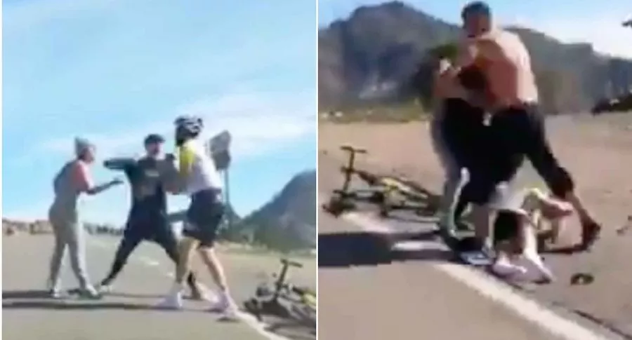 Captura de pantalla de brutal paliza a un ciclista en España