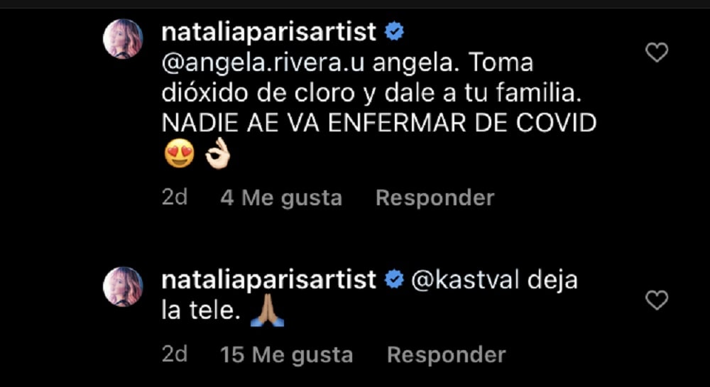 Pantallazo @nataliaparisartist, en Instagram