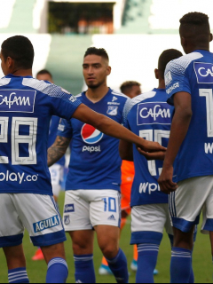 Jugadores de Millonarios, equipo que jugará contra Once Caldas esta 1 de febrero en Zipaquirá