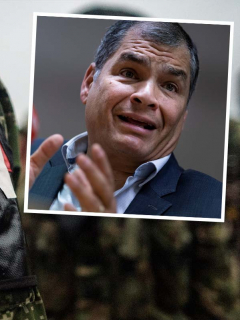 Imagen de referencia de brazo de guerrillero del Eln / Rafael Correa, expresidente de Ecuador, cuyo candidato a la presidencia habría sido apoyado por el Eln.