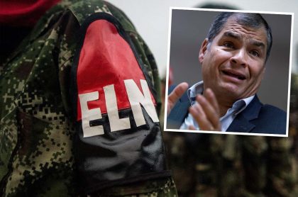 Imagen de referencia de brazo de guerrillero del Eln / Rafael Correa, expresidente de Ecuador, cuyo candidato a la presidencia habría sido apoyado por el Eln.