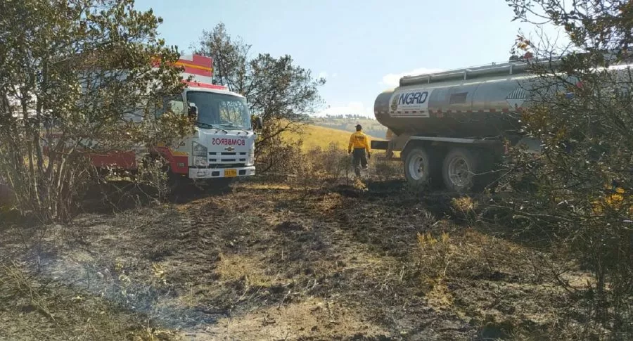 Imagen que da cuenta del incendio forestal en Boyacá. 