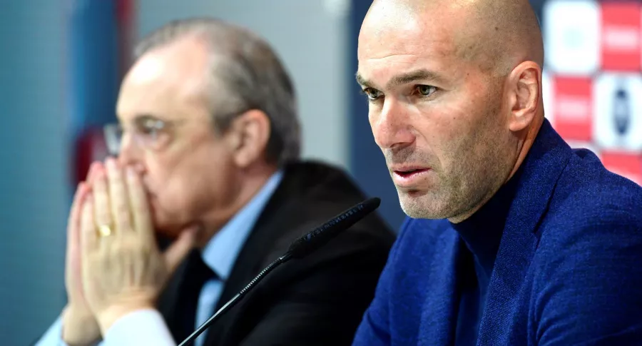 Florentino Pérez, con coronavirus; Zidane, recuperado. Imagen de referencia del presidente y del entrenador del Real Madrid.