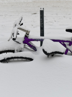 Bicicleta tapada por nieve en Nueva York, ilustra nota de Galería de fotos de gigantes tormenta de nieve en Nueva York