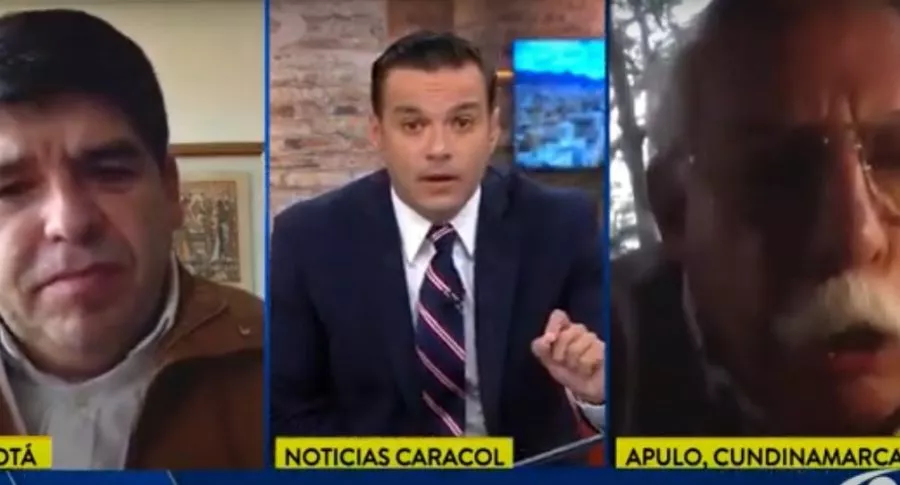 Juan Diego Alvira en medio del debate en Noticias Caracol que no pudo controlar con una campanita