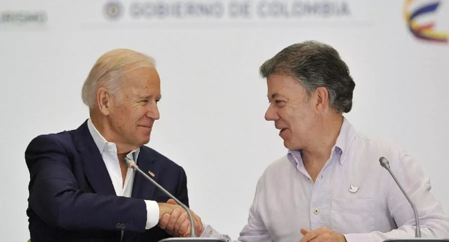 Joe Biden y Juan Manuel Santos, cuando estuvieron juntos en un evento en Cartagena. 