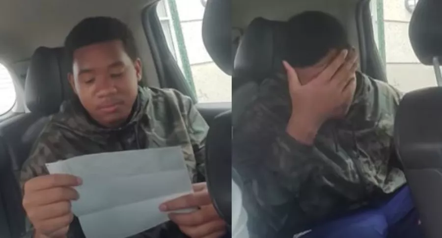 Capturas de pantalla de video viral en el que joven  se deprime después de ver su sueldo 