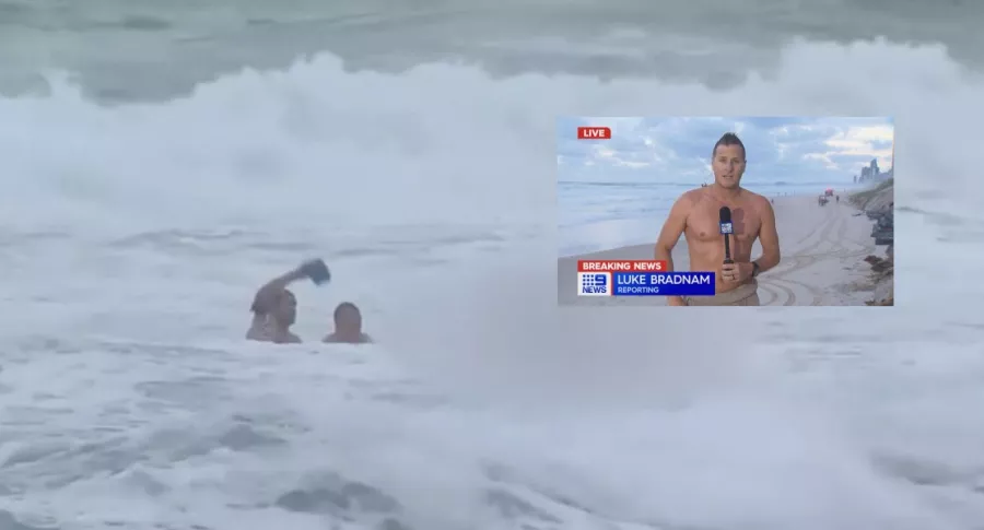 Captura de pantalla de video de presentador de televisión que sacó un cadáver del mar