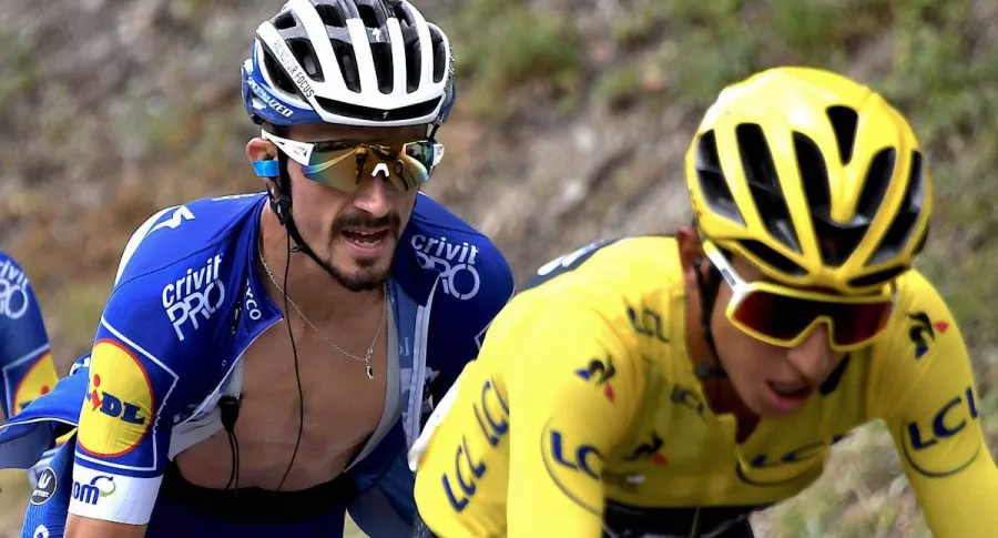 Egan Bernal y Julian Alaphilippe en el Tour de Francia de 2019.