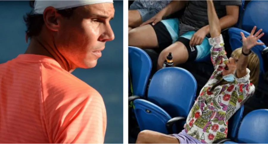 Rafael Nadal y la mujer que le hizo muecas obscenas.