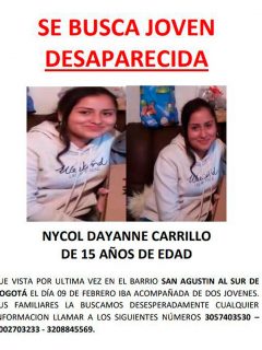 Bogotá hoy: buscan a joven desaparecida, Nycol Carrillo; tiene 15 años
