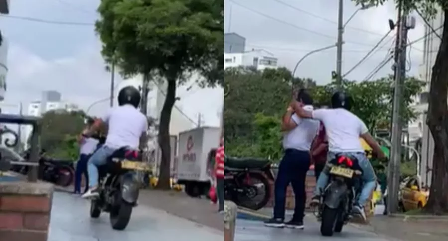 Video del robo en moto a una persona en Pereira.