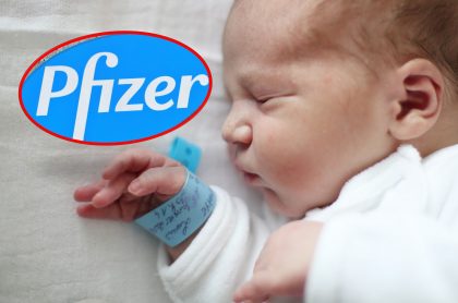 Bebé y logo de Pfizer ilustran nota sobre niño bautizado como Pfizer