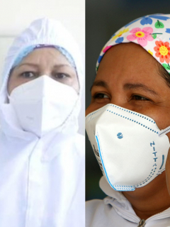 Fotos de algunos de los primeros vacunados contra la COVID-19 en Colombia: Verónica Machado, Liseidis Pérez y Sandra Herrera, respectivamente (fotomontaje Pulzo).