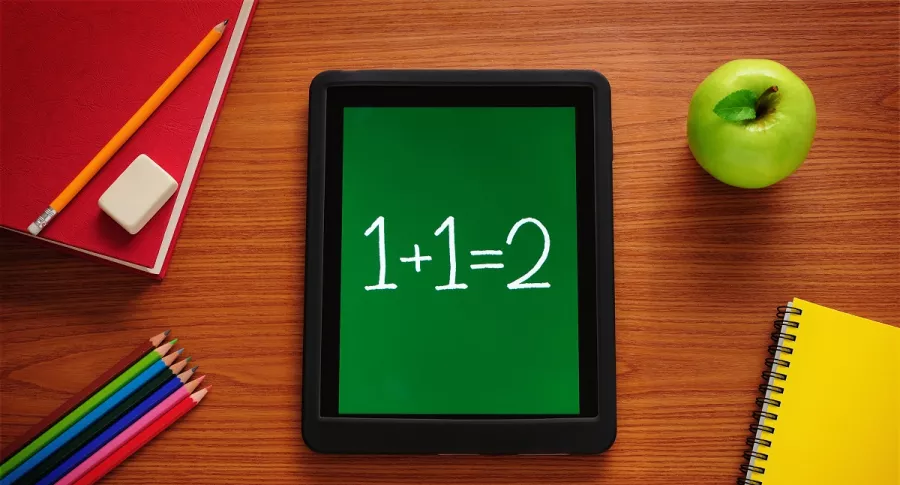 Un tablet mostrando una suma. Imagen ilustrativa a Apps y sitios web para resolver ejercicios matemáticos.