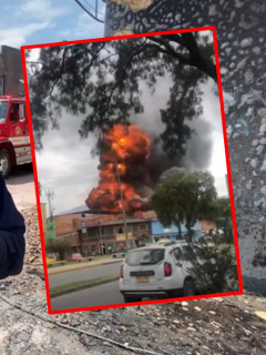 Bomberos de Bogotá, alertando sobre la situación en zona que sufrió un incendio.