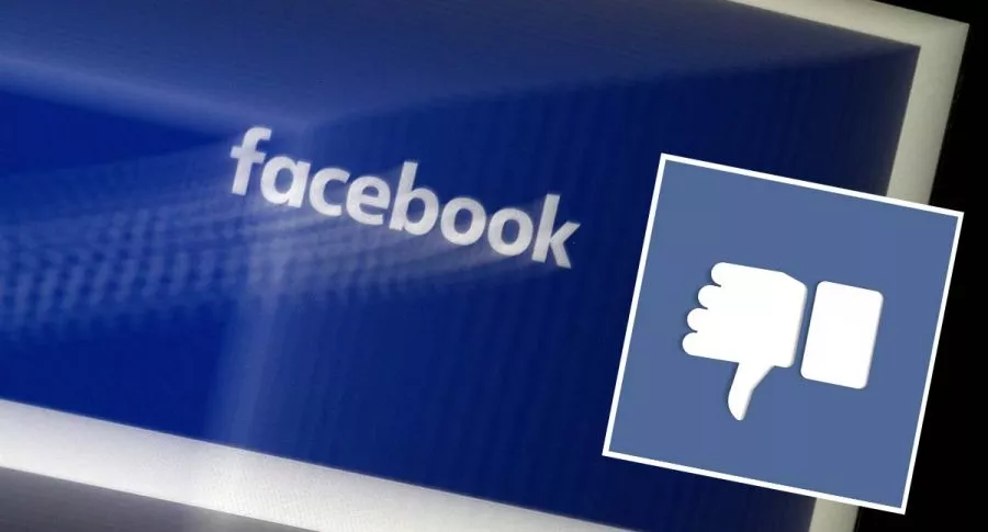 Isologo de Facebook junto a un ícono de ‘Dislike’ o ‘No me gusta’. Imágenes de referencia para ilustrar que autoridades sanitarias de Australia congelaron su publicidad en la red social.