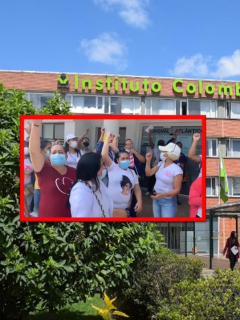 Mujeres protestan contra robot del ICBF que las dejó sin trabajo.