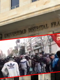 Imágenes que ilustran los bloqueos en el Centro de Bogotá.