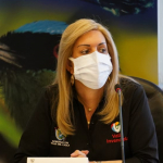 Clara Luz Roldán, gobernadora del Valle, que anunció que tiene COVID-19