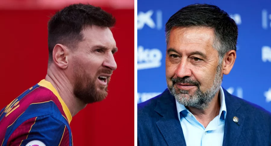 Foto del Lionel Messi y Josep Bartomeu ilustra nota sobre 'Barçagate’ (fotomontaje Pulzo)