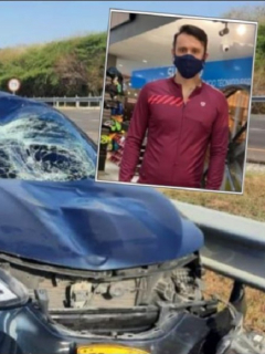 Imagen del carro que atropelló al ciclista Manuel Antonio Picalúa, en Atlántico, que falleció en una clínica