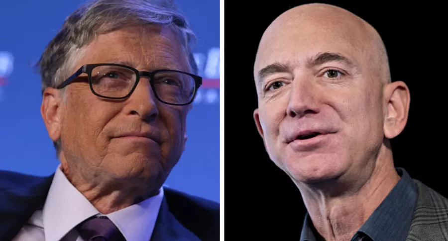 Foto de Bill Gates y Jeff Bezos ilustra nota sobre alianza para combatir el cambio climático (fotomontaje Pulzo)