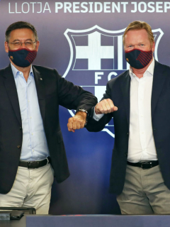 Foto de Ronald Koeman y Bartomeu ilustra nota sobre Barcelona F.C. reacciones de Ronald Koeman y más personajes sobre el 'Barçagate'