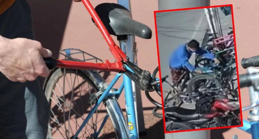 Imágenes que ilustran los robos de bicicletas en Bogotá. 