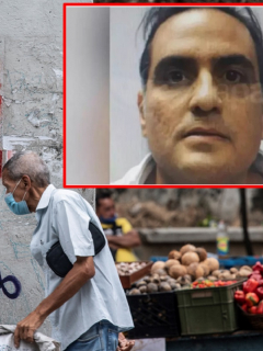 Foto de Álex Saab sobre imagen de grafiti en muro en calle de Venezuela que pide su libertad.
