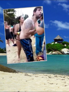 Imagen de personas que suplicaban ayuda para el turista bogotano, César Bolaño, que murió ahogado en el Parque Tayrona