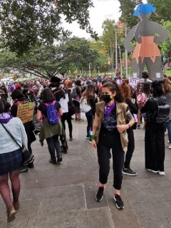 Imagen de la manifestación en el centro de Bogotá.