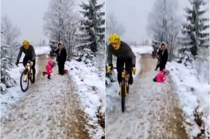 Captura de pantalla de video viral de ciclista que atropelló a niña y huyó del lugar