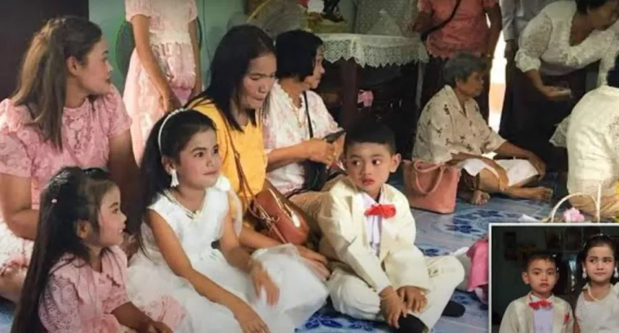 Video: Papás casan sus gemelos de 5 años, para limpiar posible karma, Tailandia