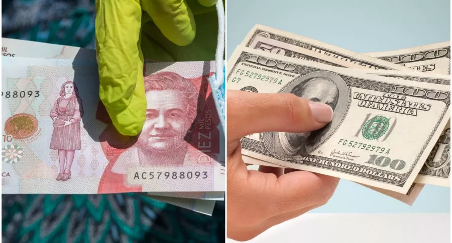 Imágenes  de pesos colombianos y dólares americanos, a propósiuto de ingreso solidario vs estímulos en  Estados Unidos
