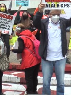 Protesta de ADE ilustra nota sobre nueva manifestación en Bogotá