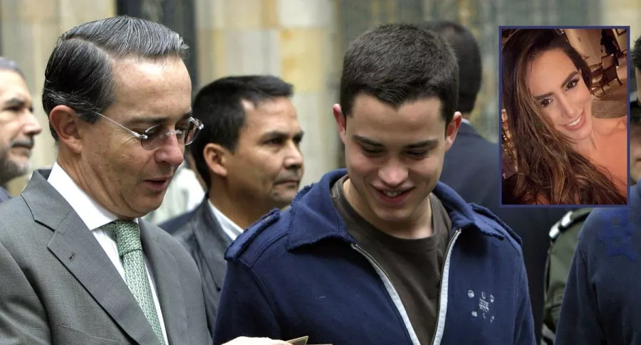 Foto de Álvaro Uribe con su hijo Jerónimo Uribe en 2006 ilustra nota sobre foto en que esposa de Jerónimo, Shadia Farah (recuadro) mostró parte de su casa.