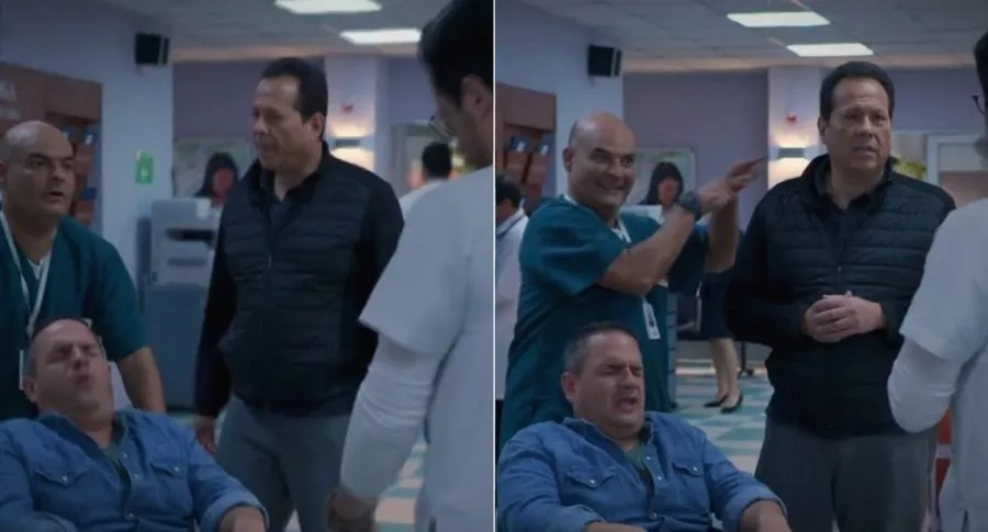 'El Cantante del gol' y Mauricio Vélez en 'Enfermeras', de RCN, ilustra nota sobre esa aparició en video de Javier Fernández cantando en hospital gol de James Rodríguez. 