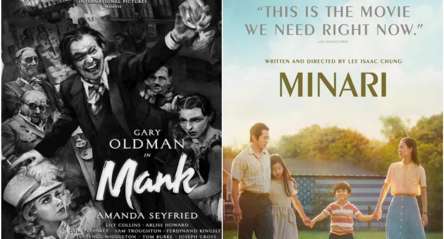 Fotomontaje de los posters de 'Mank' y 'Minari', películas nominadas a los premios Óscar 2021